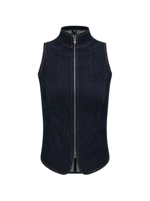 Amiri Raw Denm Zip Top in Blue
