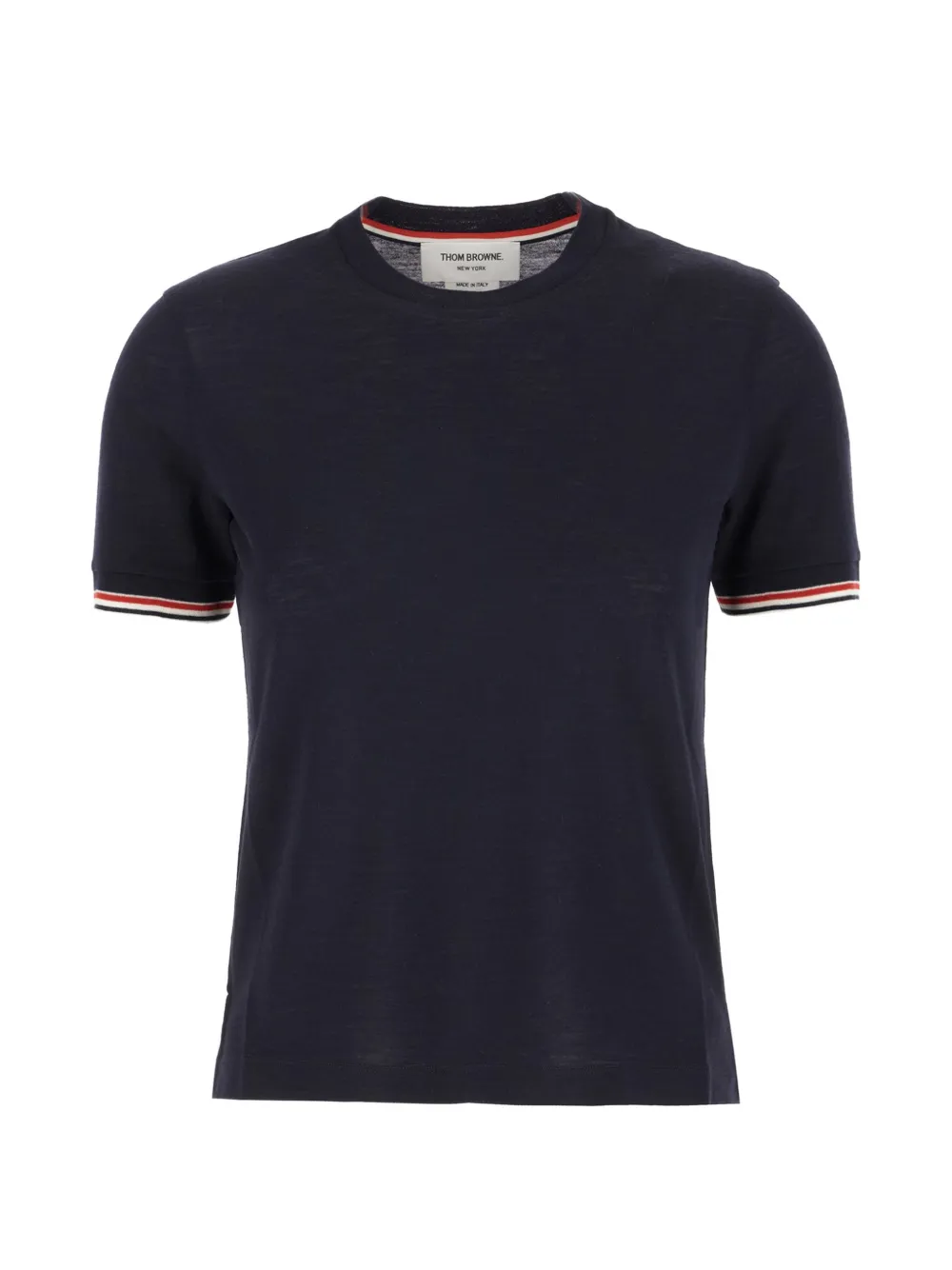 Thom Browne RWB stripe short-sleeve fine-knit T-shirt - Blau