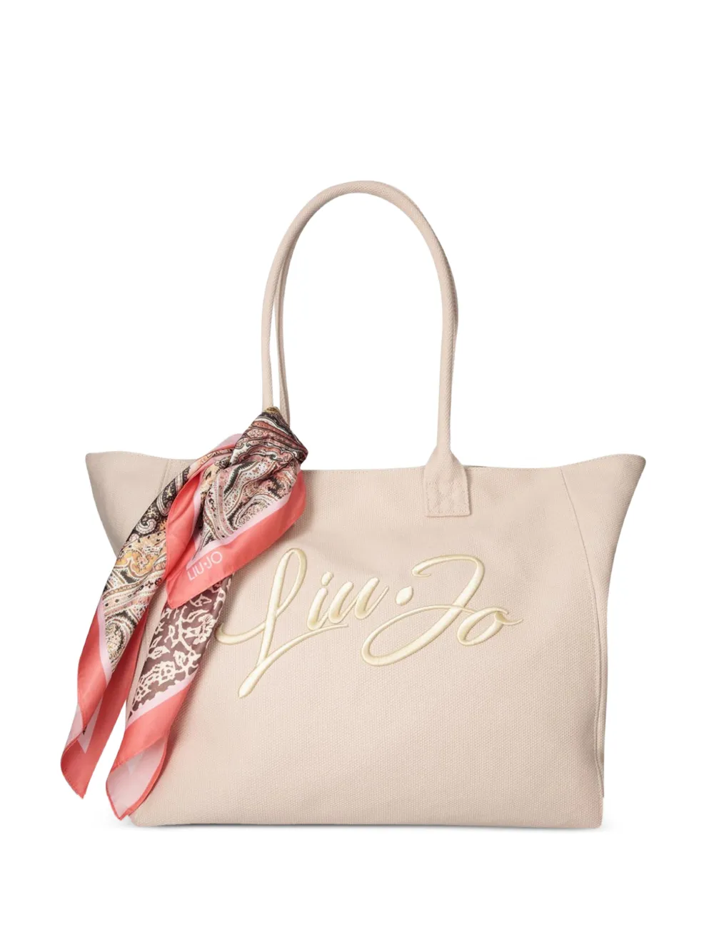 LIU JO large logo-embroidered scarf-detail tote bag - Rosa