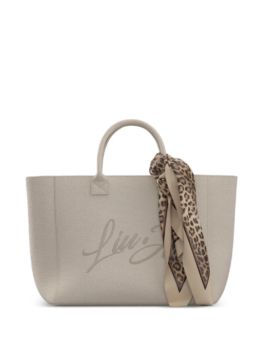 LIU JO large logo-embroidered tote bag - Nude