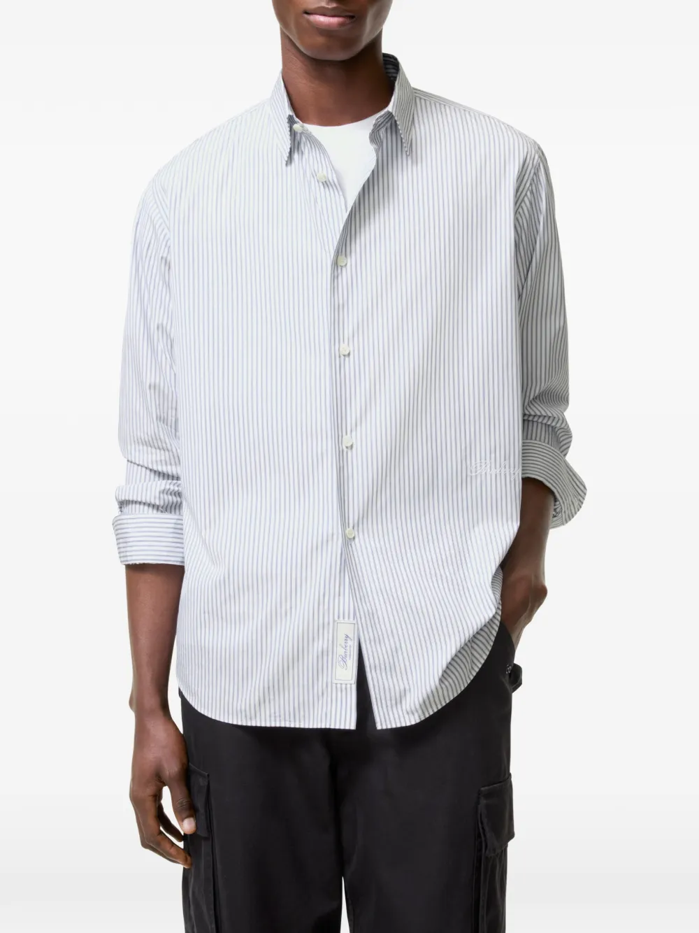 Burberry Gestreept katoenen overhemd met relaxed-fit Wit