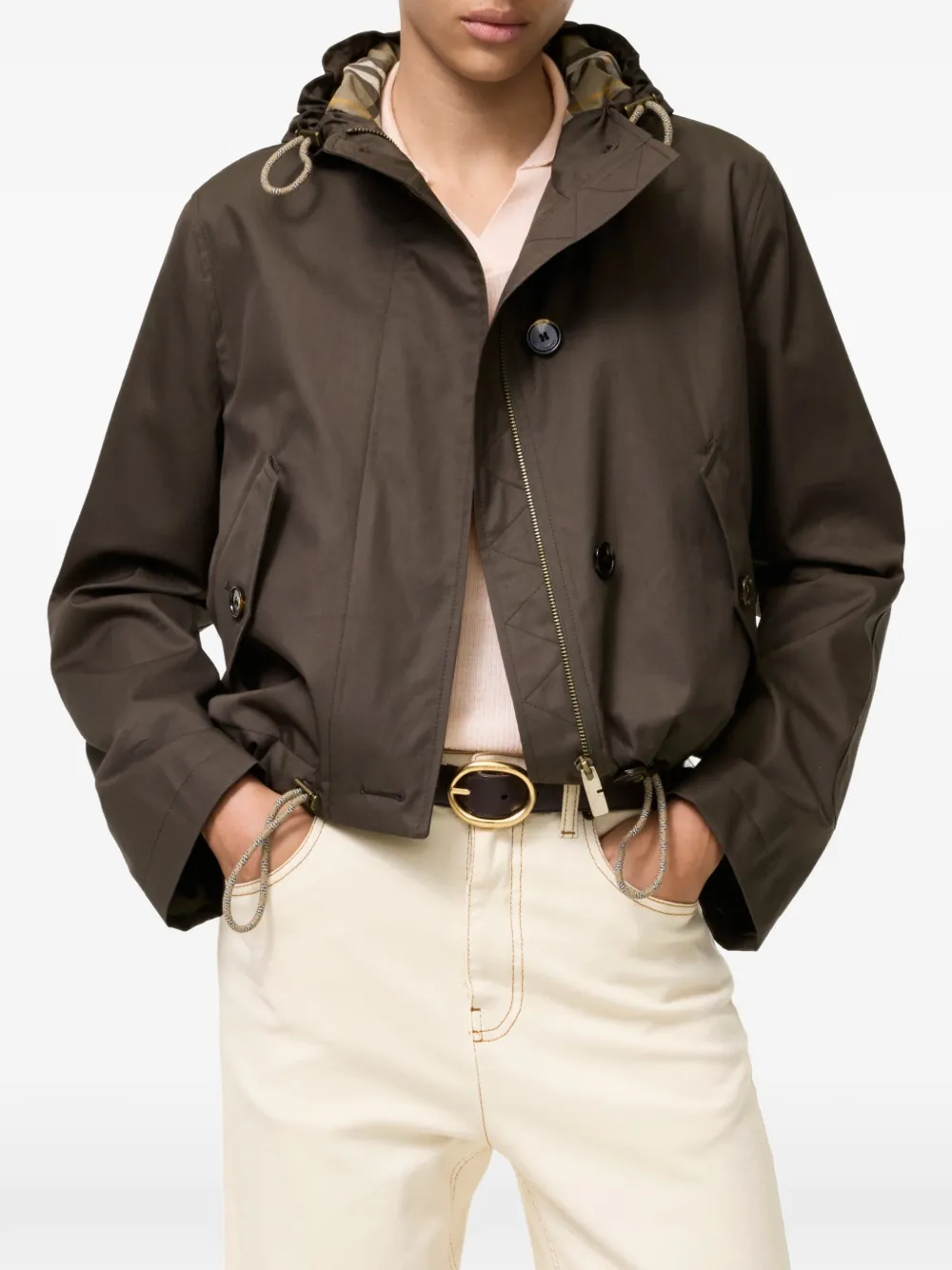 Burberry Cropped tropische gabardine parka Bruin
