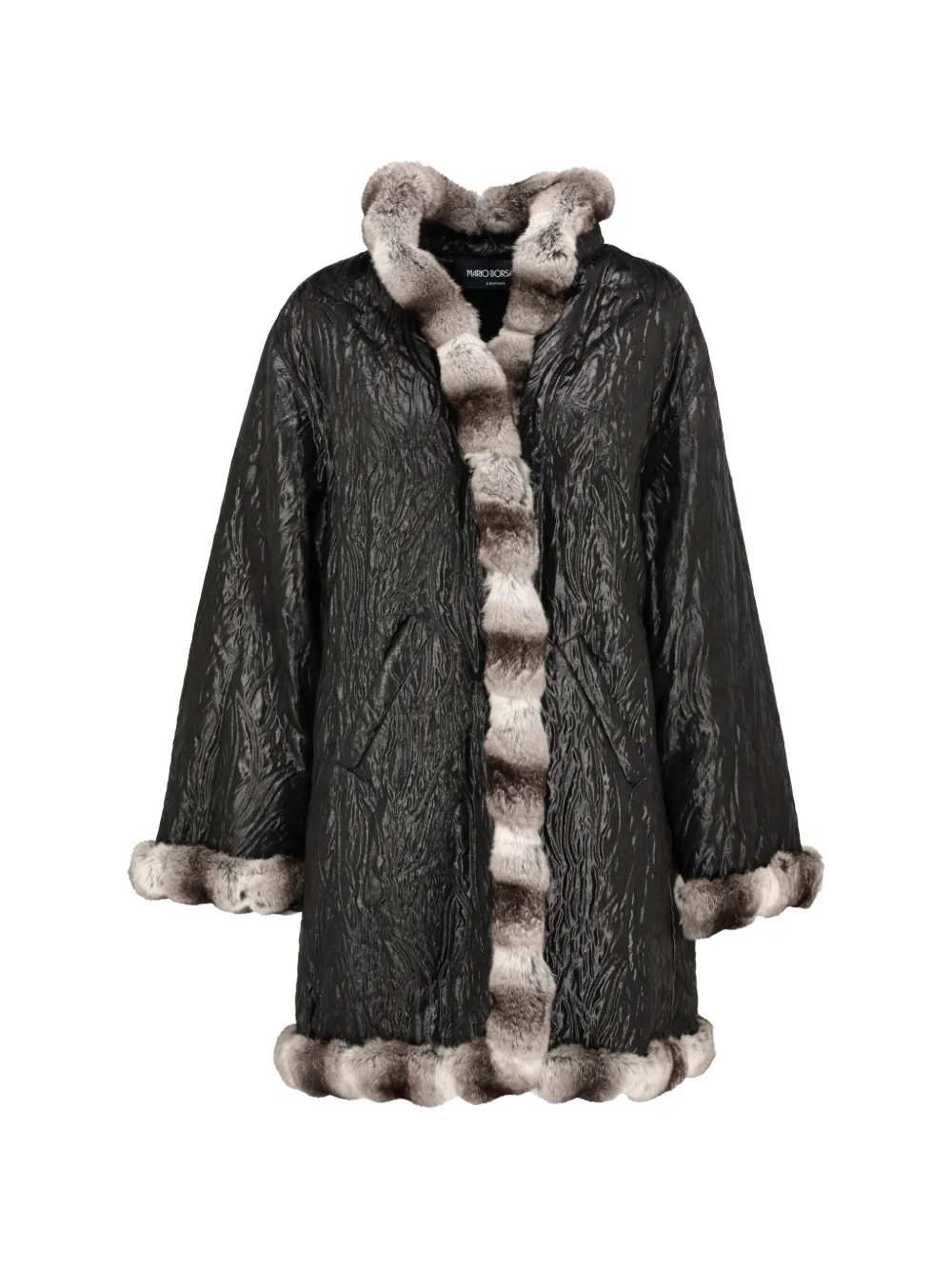 Mario Borsato Vintage fur-trim moiré-effect coat - Nero