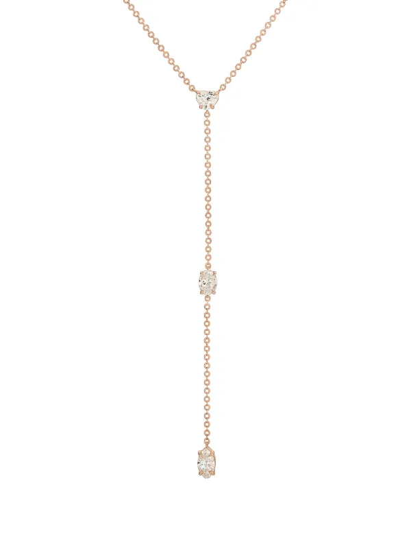 Anita Ko Diamond Heart and Oval Lariat Necklace in Pink