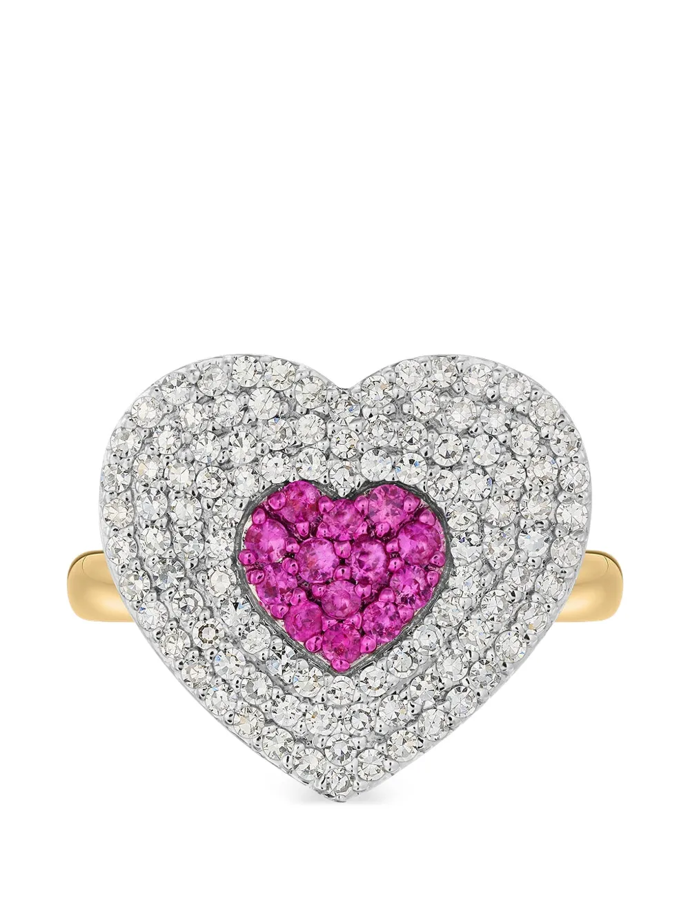 PHILLIPS HOUSE Anello Infinity Heartbeat con diamanti e zaffiro rosa - Oro