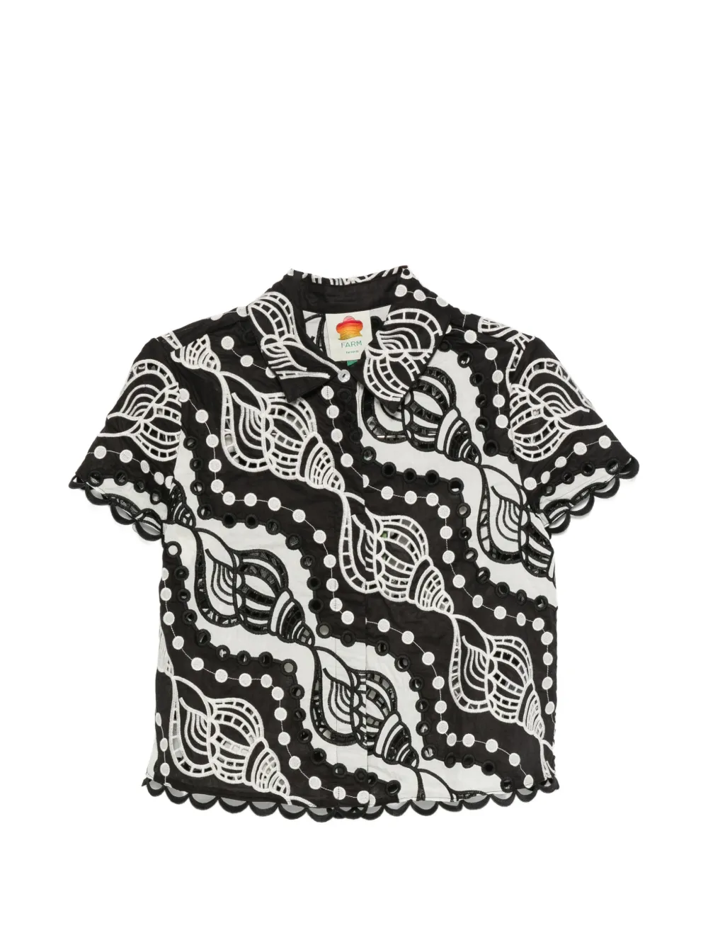 FARM Rio shell-embroidered eyelet shirt - Schwarz
