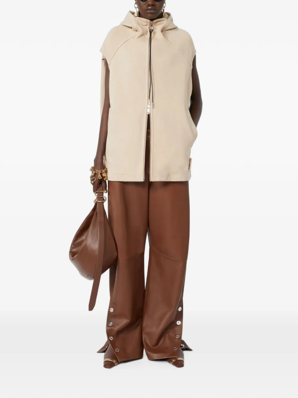 Sportmax Mouwloze hoodie Beige
