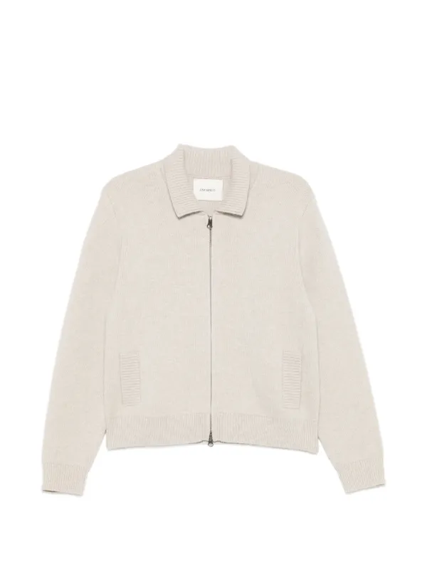 Lisa Yang Aleya Zip-up Collared Sweater in Neutrals