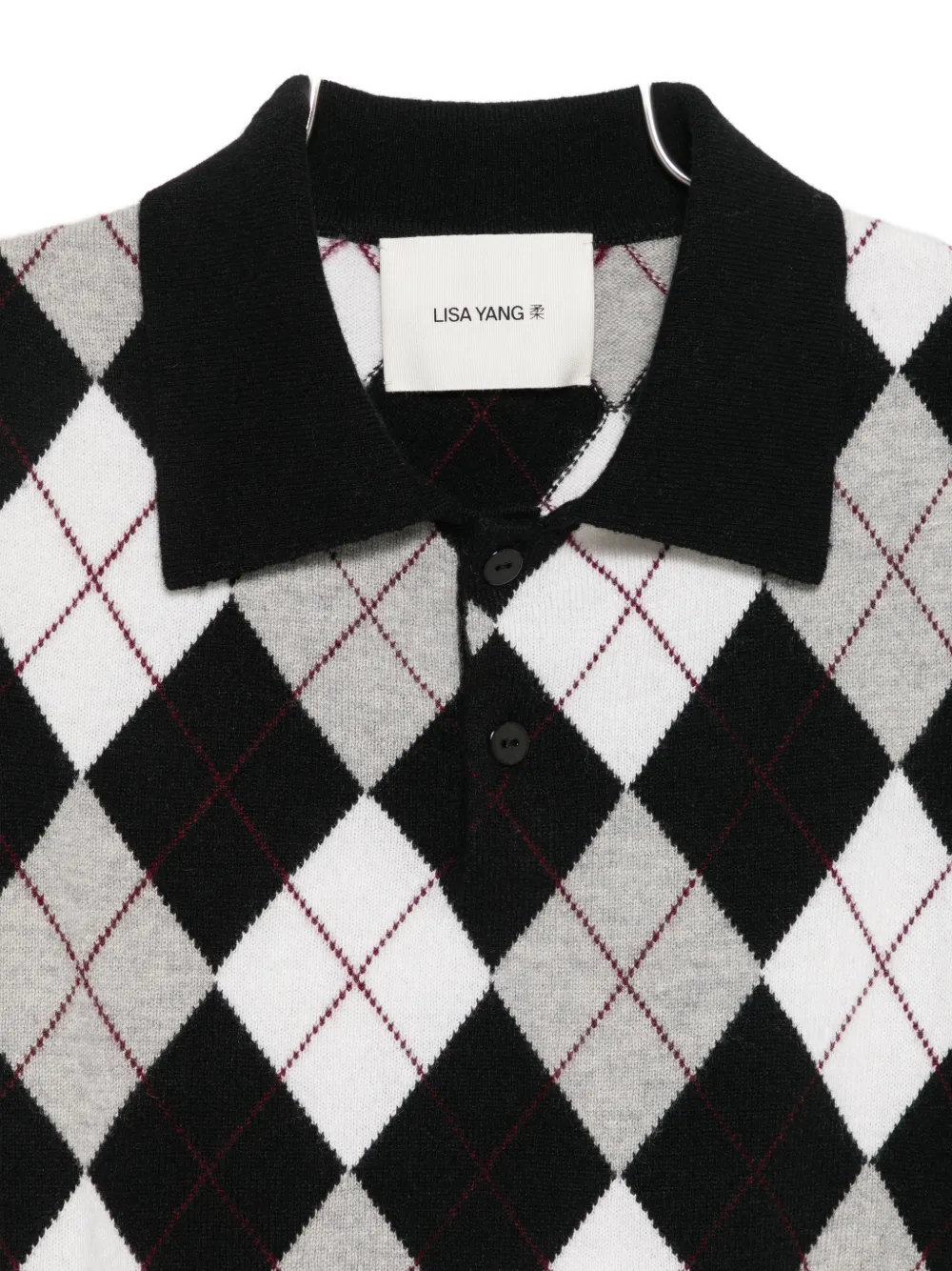 Lisa Yang Anwen argyle gebreide polotop Zwart