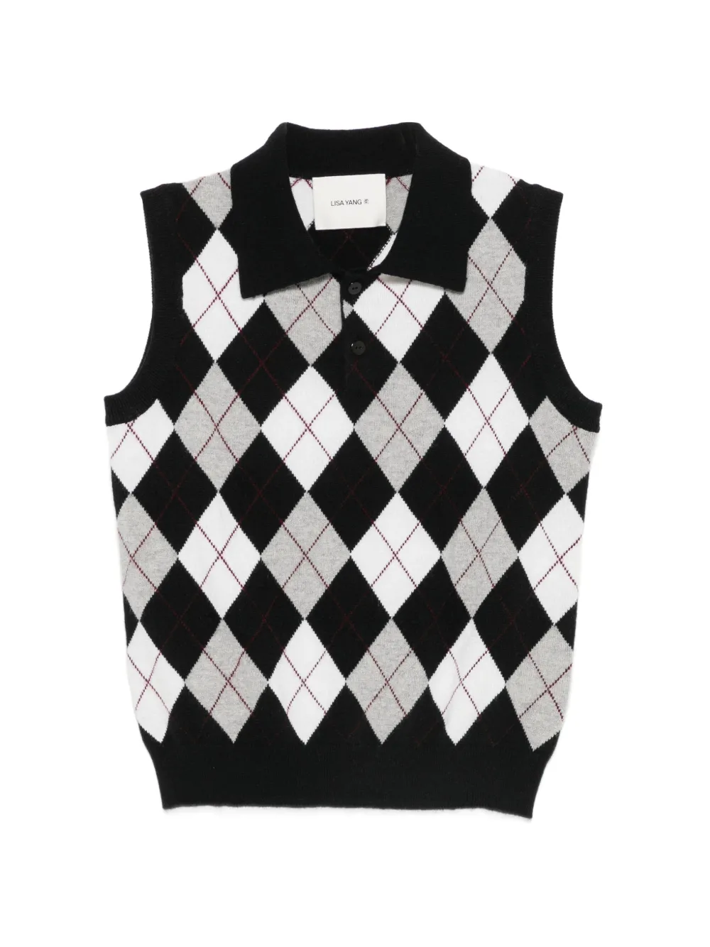 Lisa Yang Anwen argyle gebreide polotop Zwart