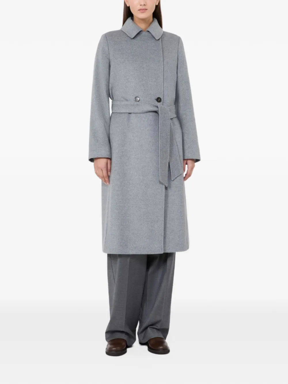 Max Mara double-breasted wool coat Grijs
