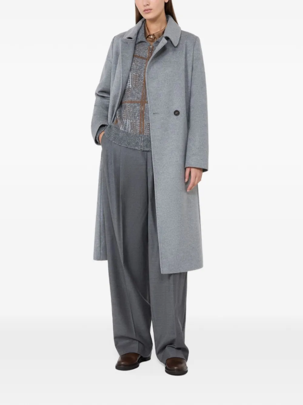 Max Mara double-breasted wool coat Grijs