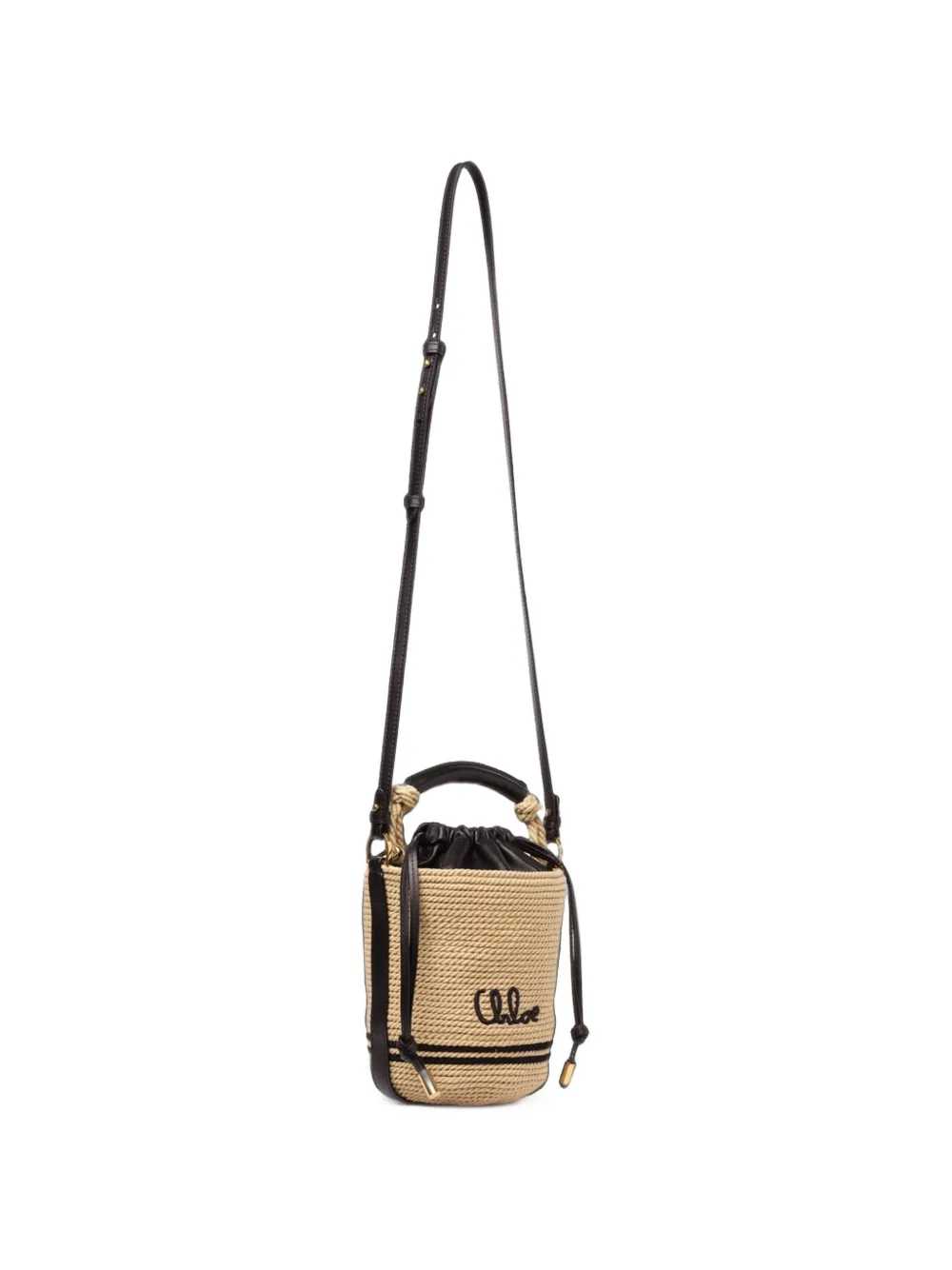 Chloé Shopper met geborduurd logo en touwdetail Beige