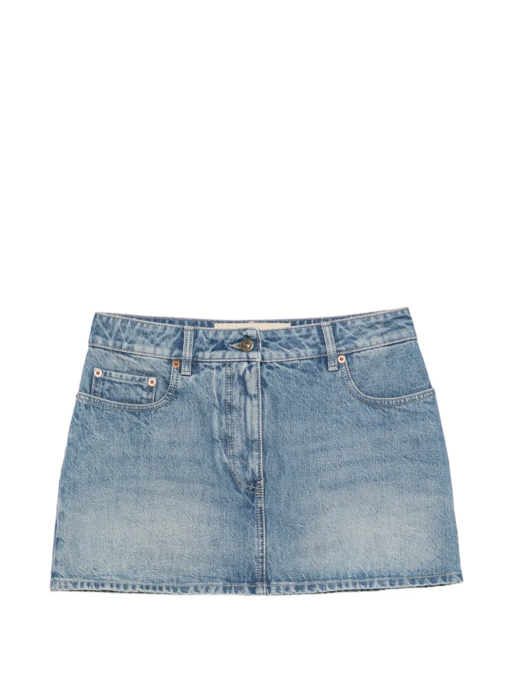 Valentino Vlogo Denim Mini Skirt In 블루
