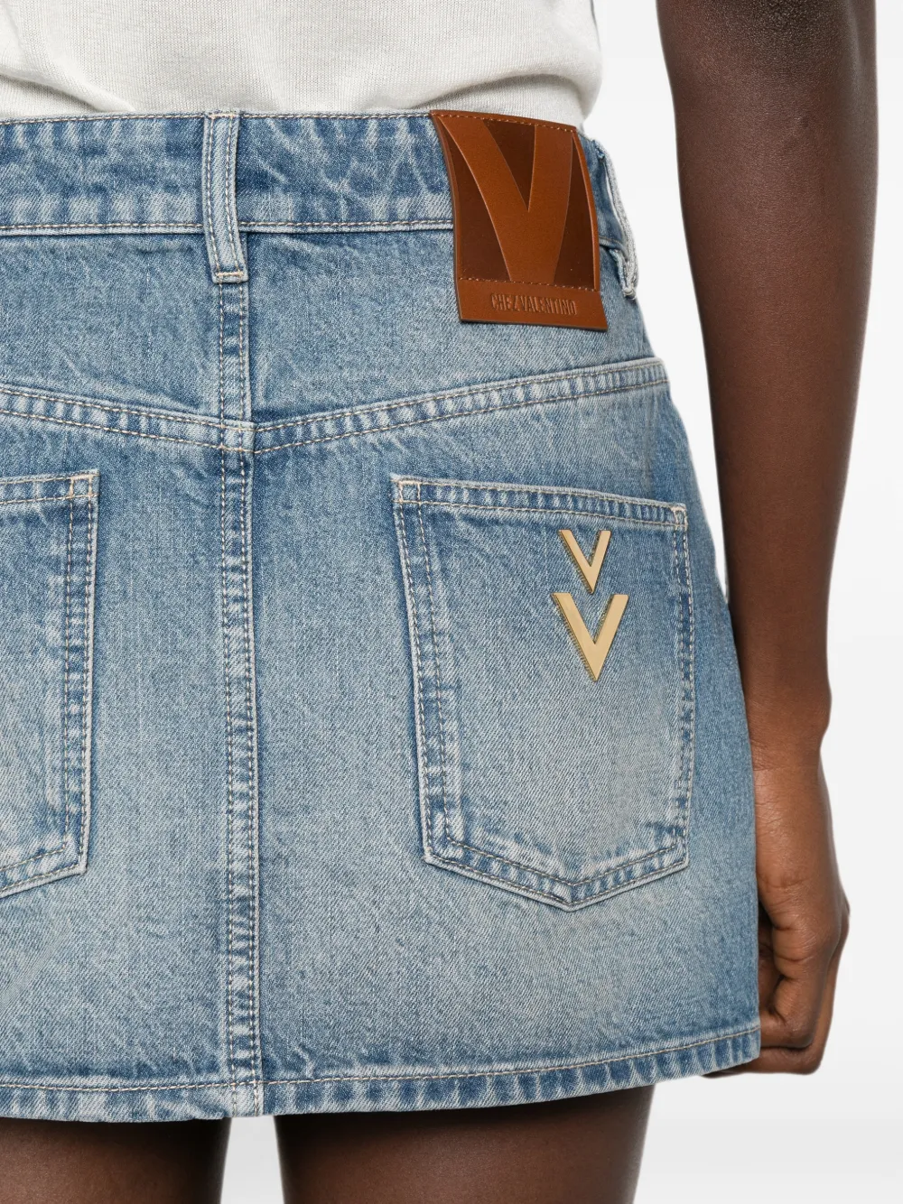 Valentino Garavani VLogo denim mini-rok Blauw