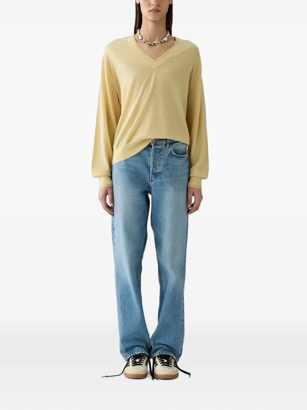 Guest In Residence The Airy V Cashmere Sweater in Yellow, view 2