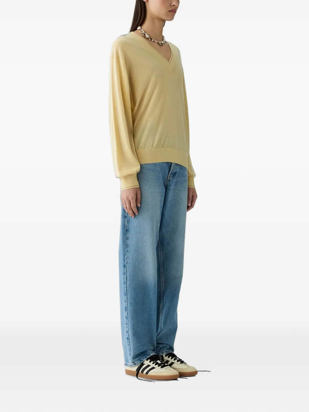 Guest In Residence The Airy V Cashmere Sweater in Yellow, view 3