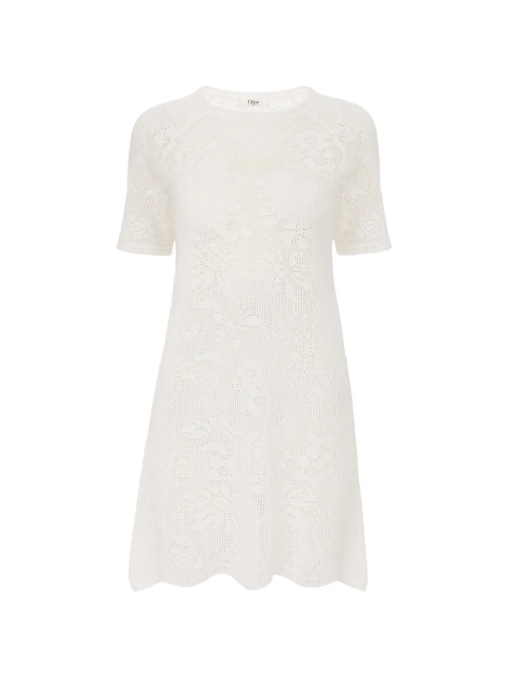 Chloé floral-lace short-sleeve mini dress - Bianco