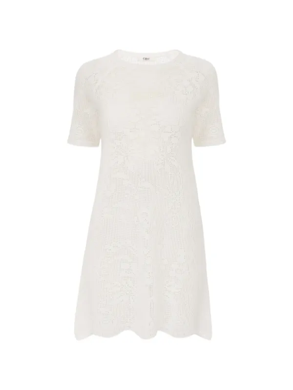 cotton short sleeve mini dress Chloé short-sleeve Fitted In a Knit | White Which Beyonce Renaissance tour Google Ads Testing Womens clothing Pair it with sneakers Chiffon Colors:Dark Green 805