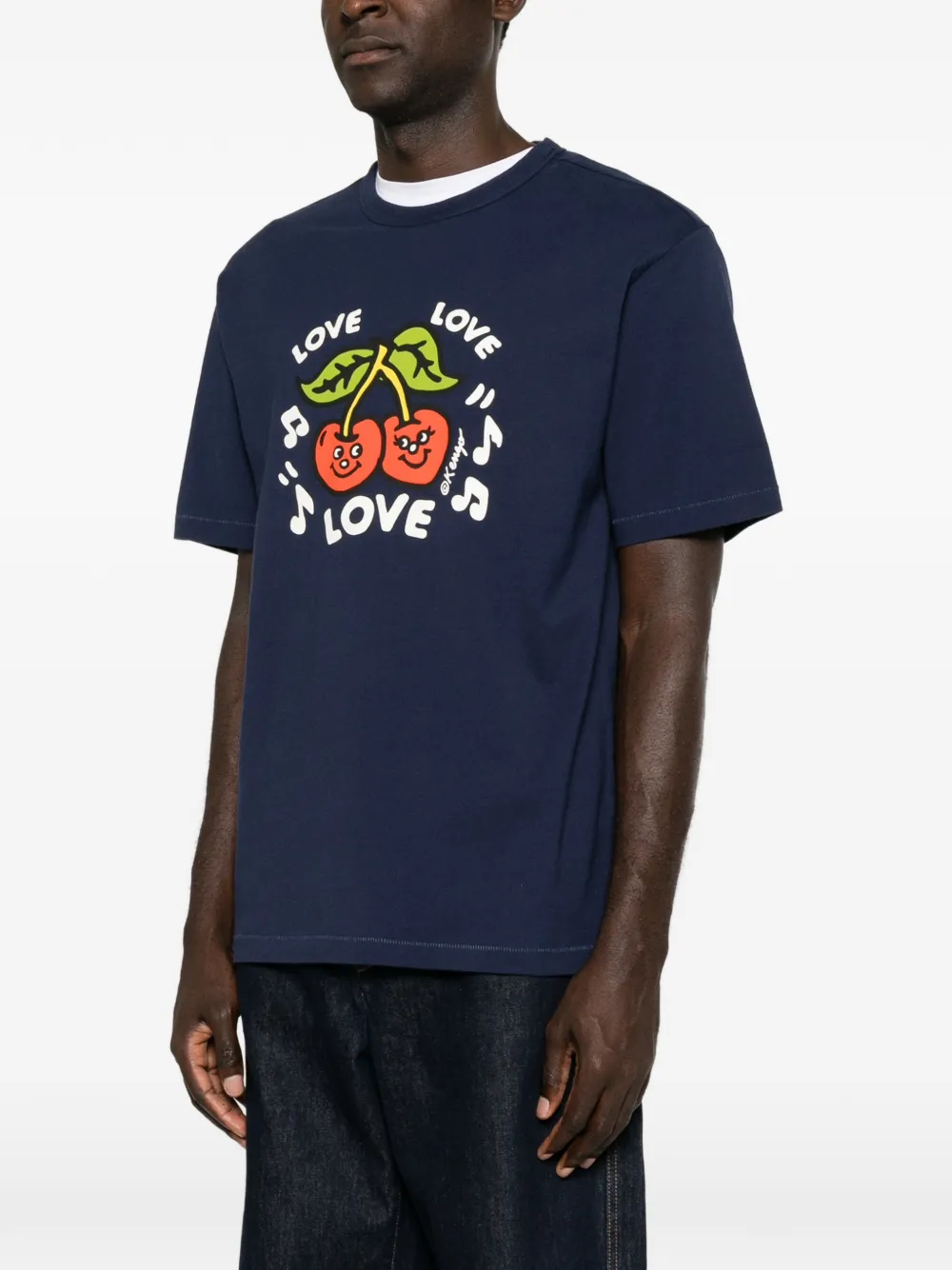 Kenzo T-shirt met kersenprint Blauw