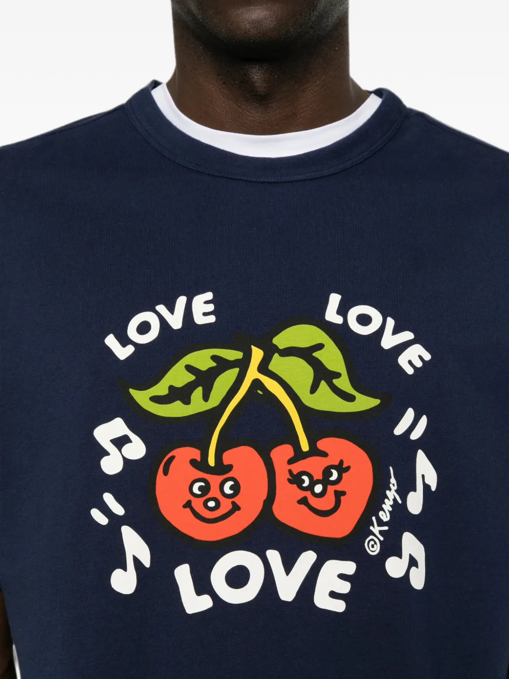 Kenzo T-shirt met kersenprint Blauw