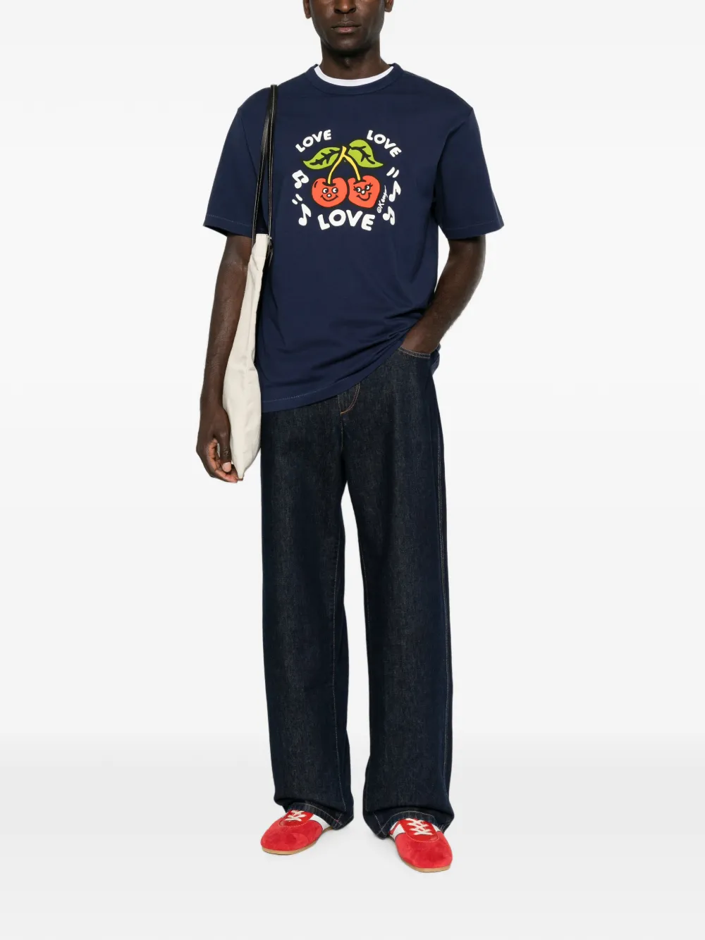 Kenzo T-shirt met kersenprint Blauw