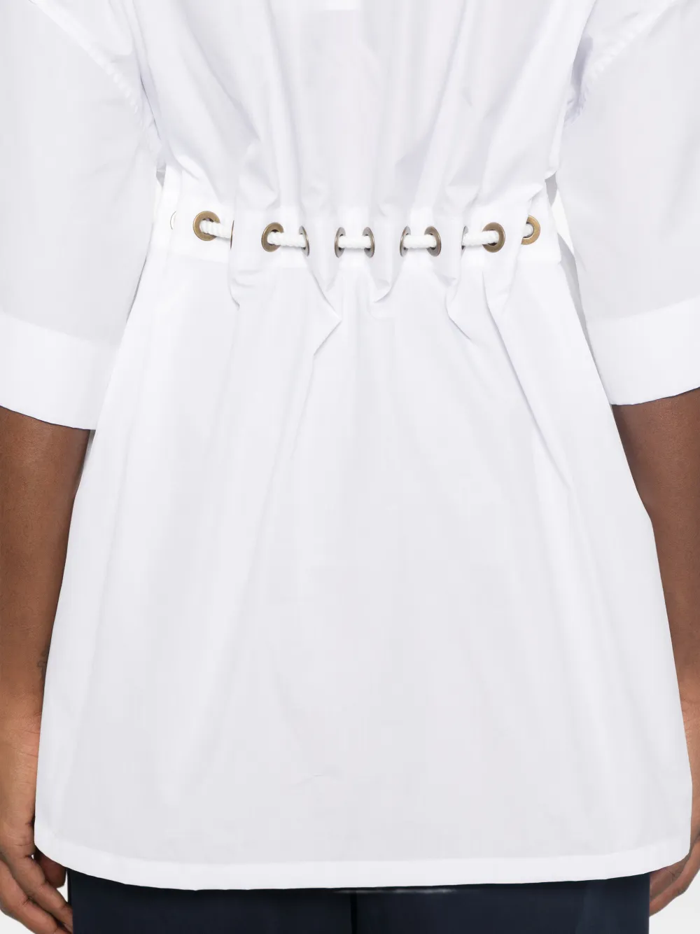 Max Mara Blouse met korte mouwen en ceintuur Wit