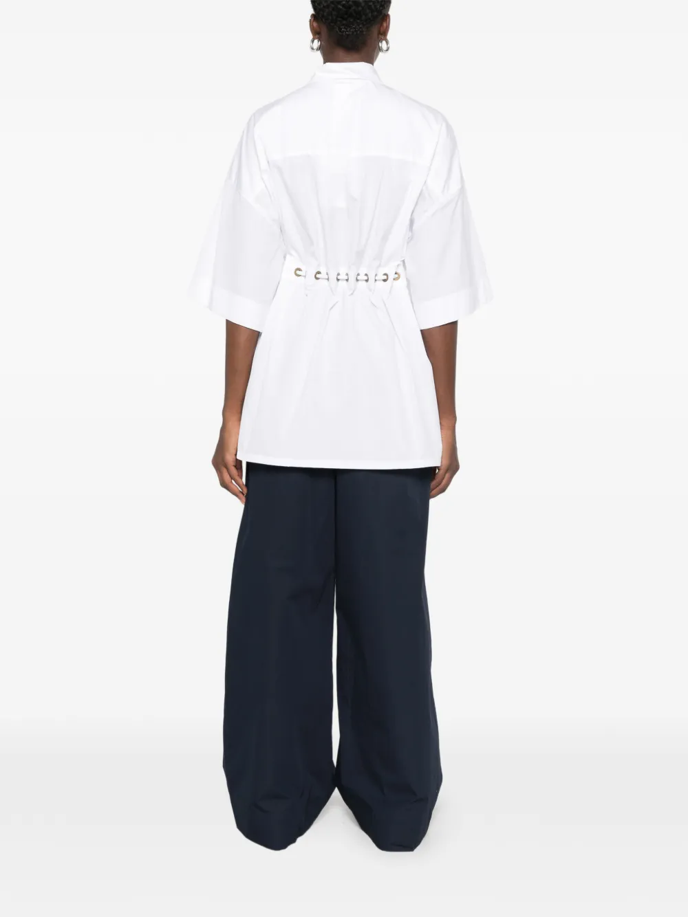 Max Mara Blouse met korte mouwen en ceintuur Wit