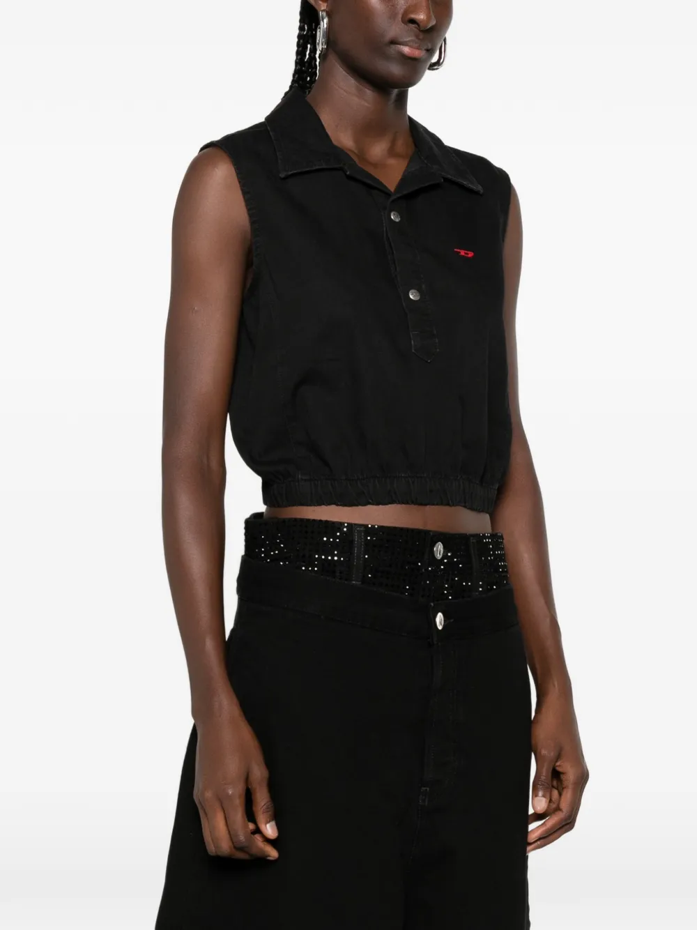 Diesel De-Drey cropped mouwloze top Zwart