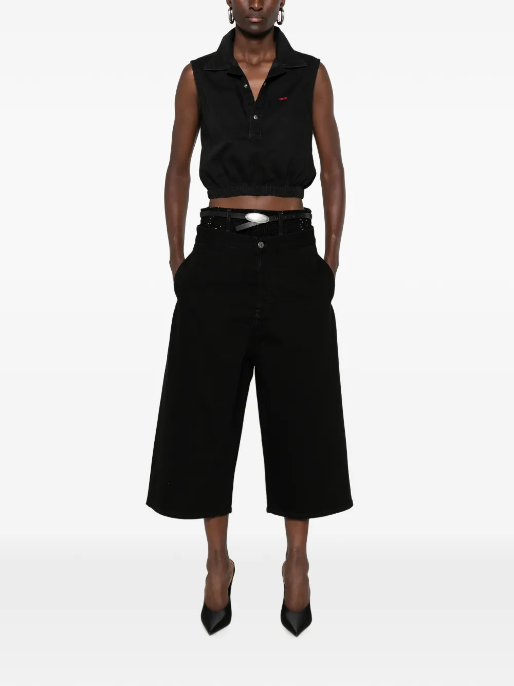 Diesel De-Drey cropped mouwloze top Zwart