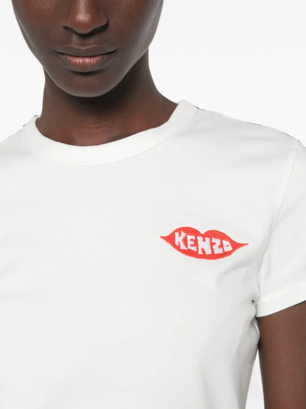 Kenzo lips-embroidery T-shirt Wit