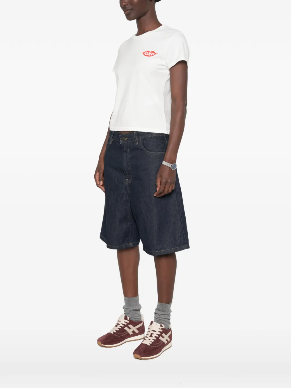 Kenzo lips-embroidery T-shirt Wit