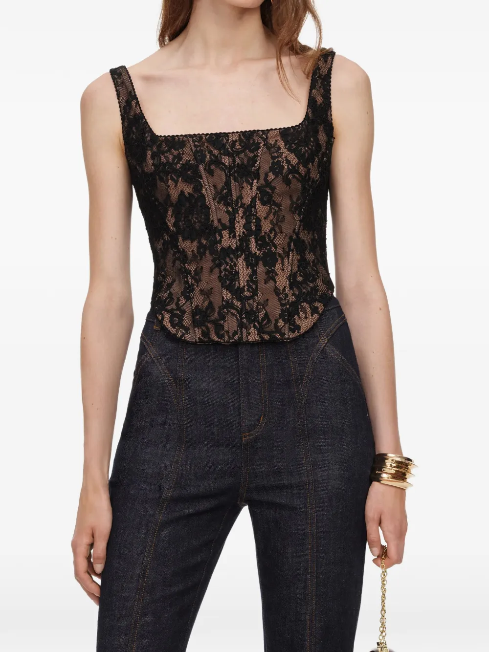 Self-Portrait black lace corset top - Nero