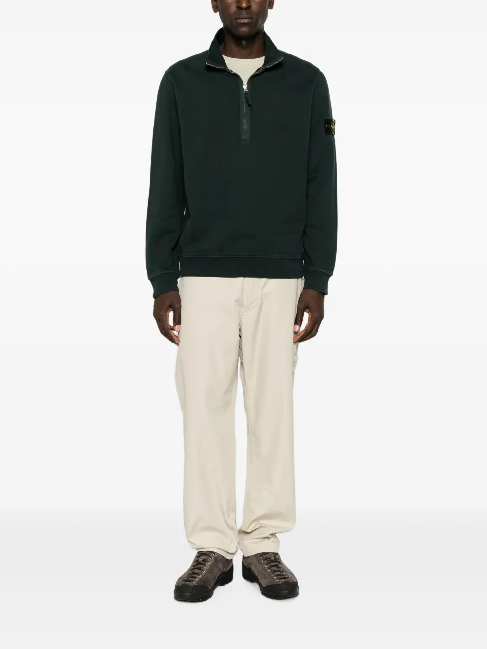 Stone Island Trui met logopatch en rits Groen