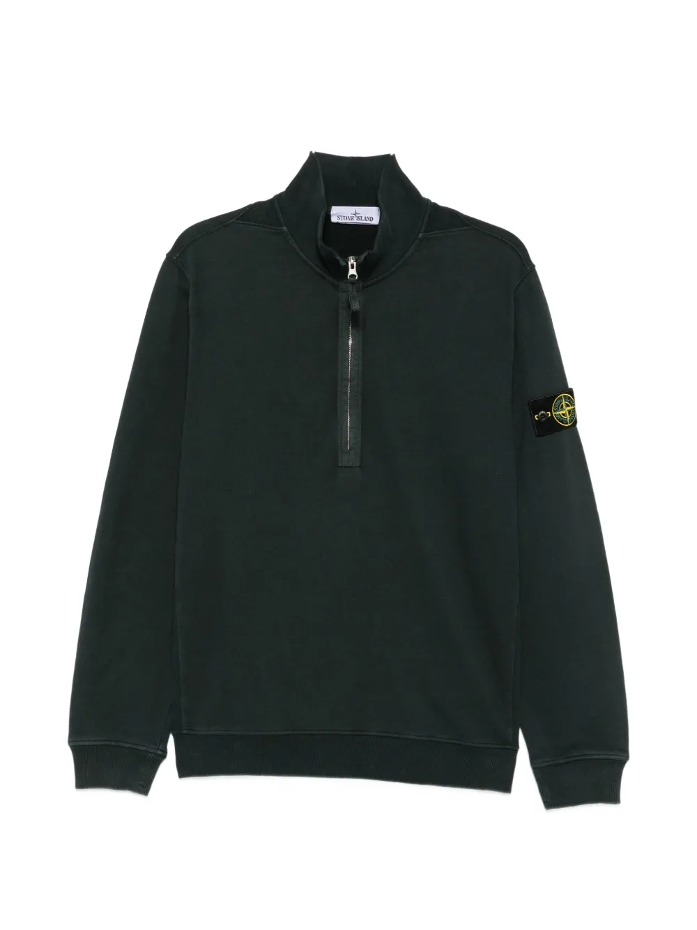 Stone Island logo-patch quarter-zip sweater - Grün
