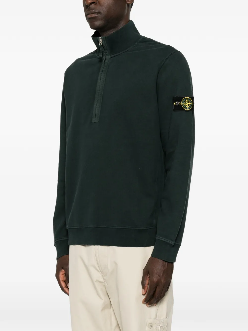 Stone Island Trui met logopatch en rits Groen