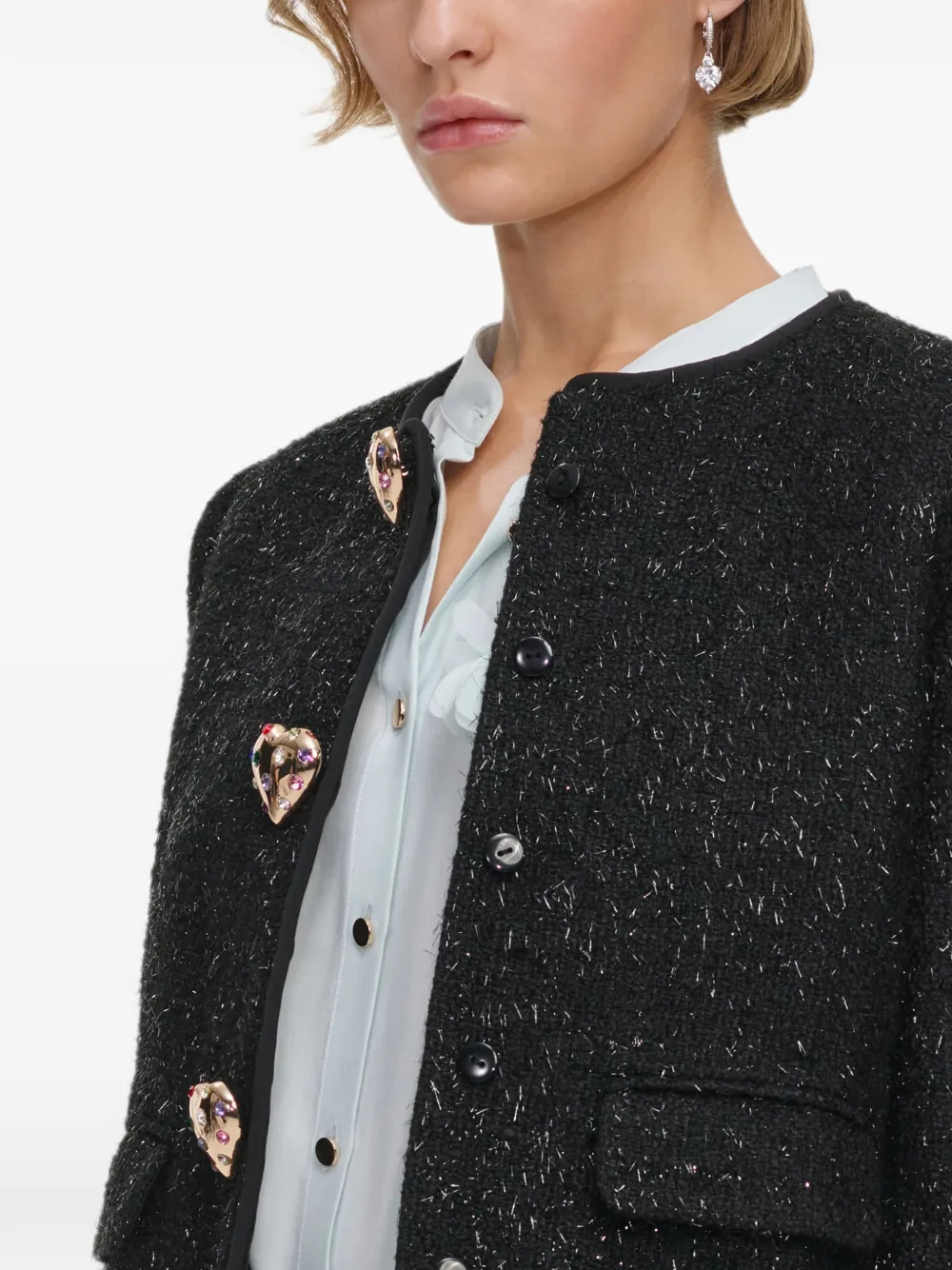 Self-Portrait Metallic tweed jack Zwart
