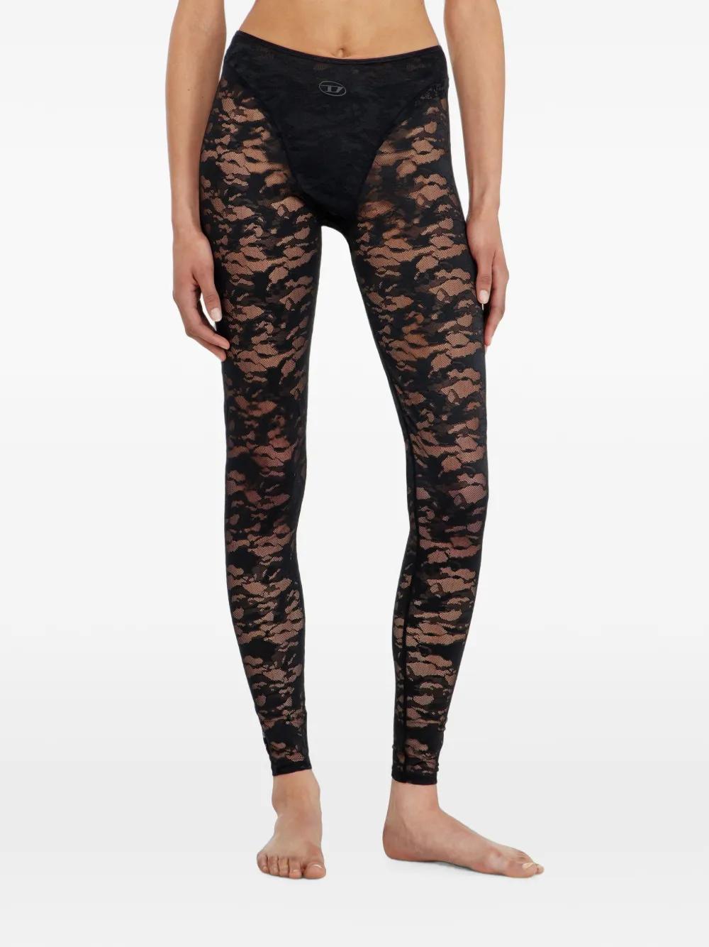 Diesel Legging met kant Zwart