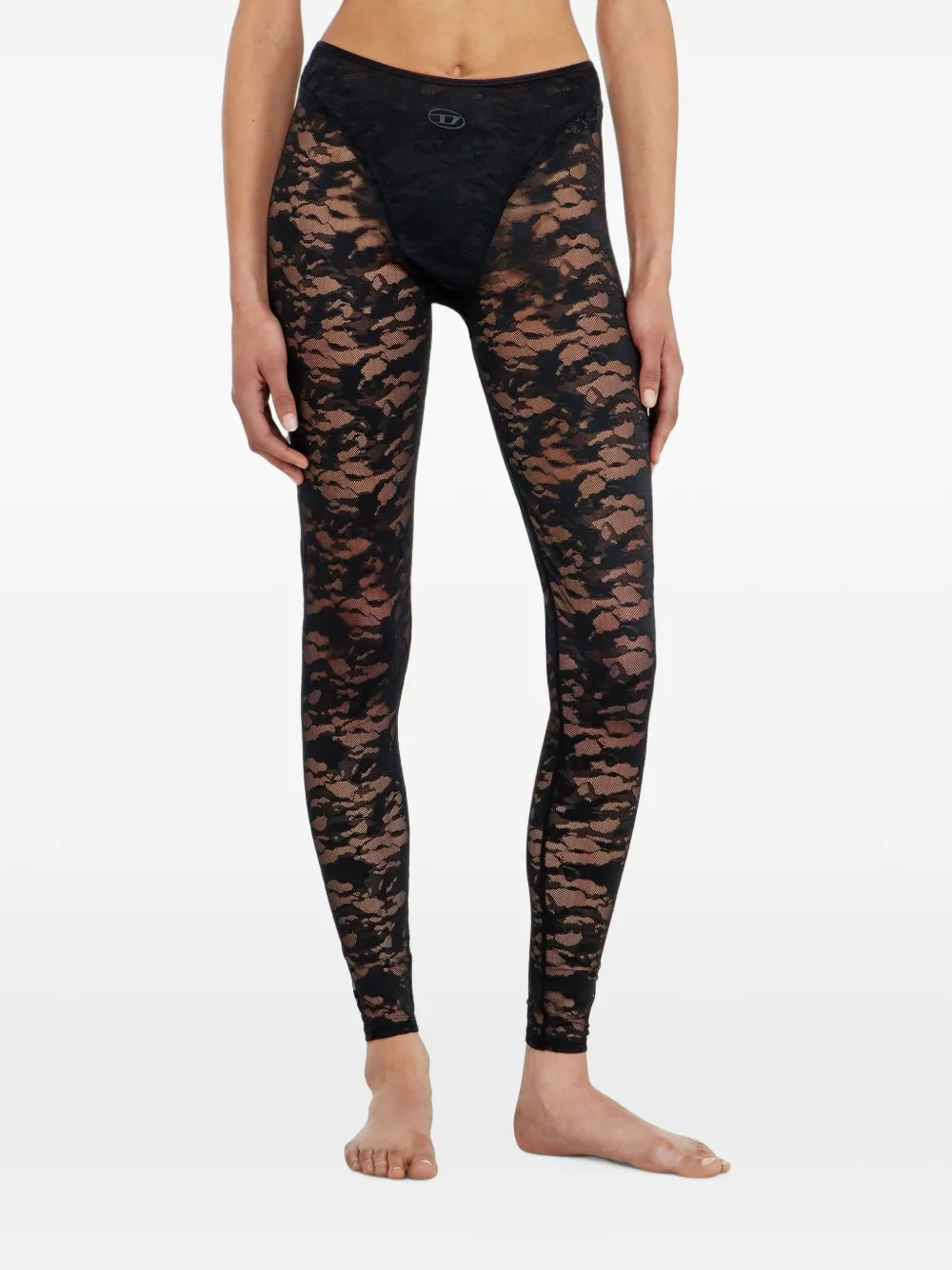 Diesel Legging met kant Zwart