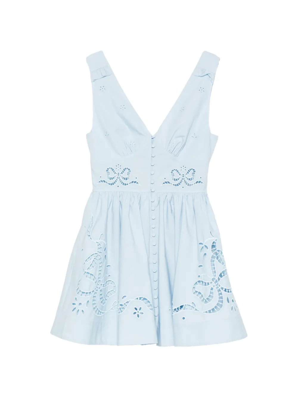 Self-Portrait broderie-anglaise V-neck mini dress - Blue