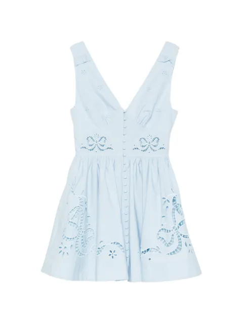 Self-Portrait broderie-anglaise V-neck mini dress