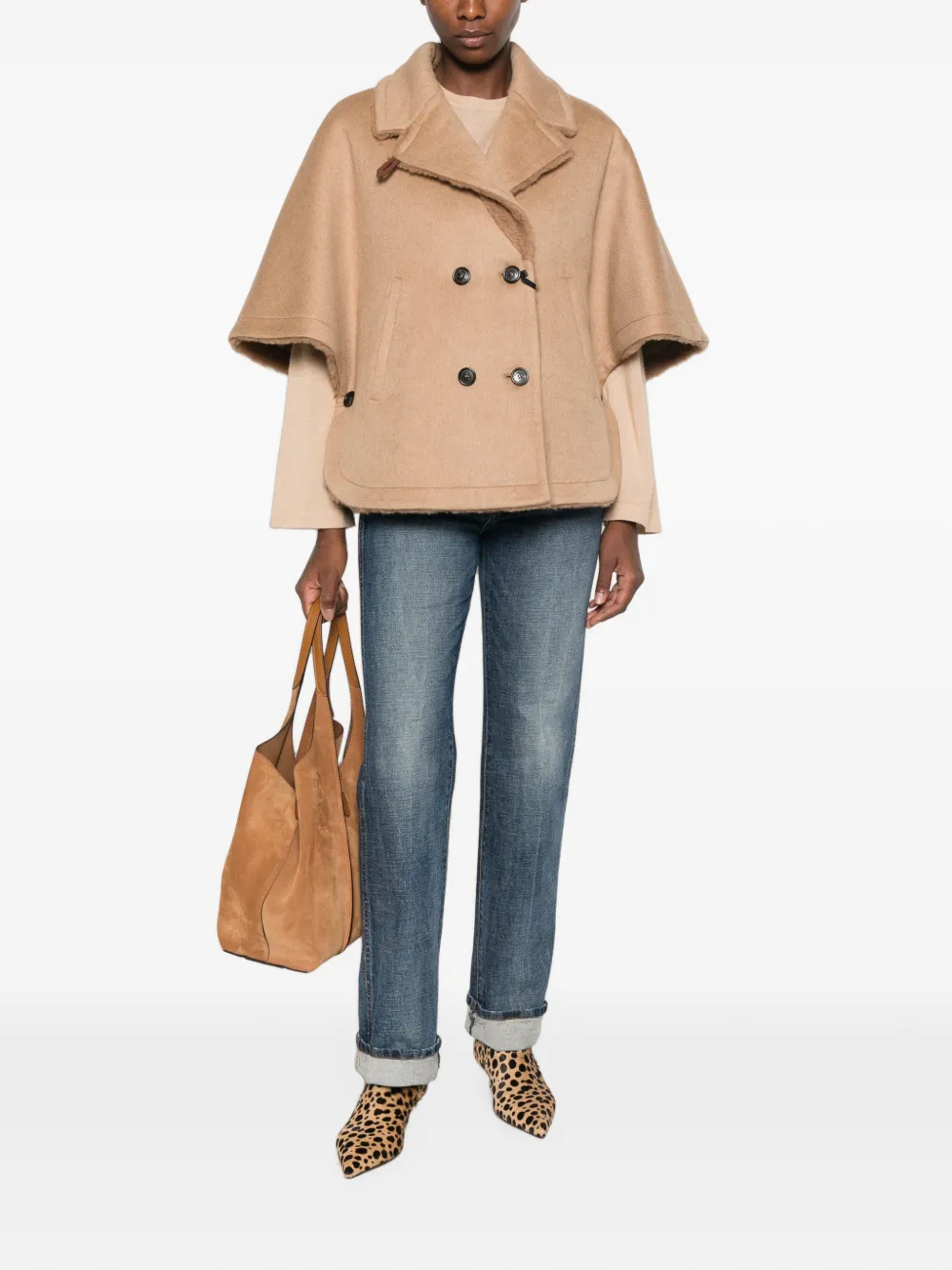 Max Mara Cape leren muiltjes Beige