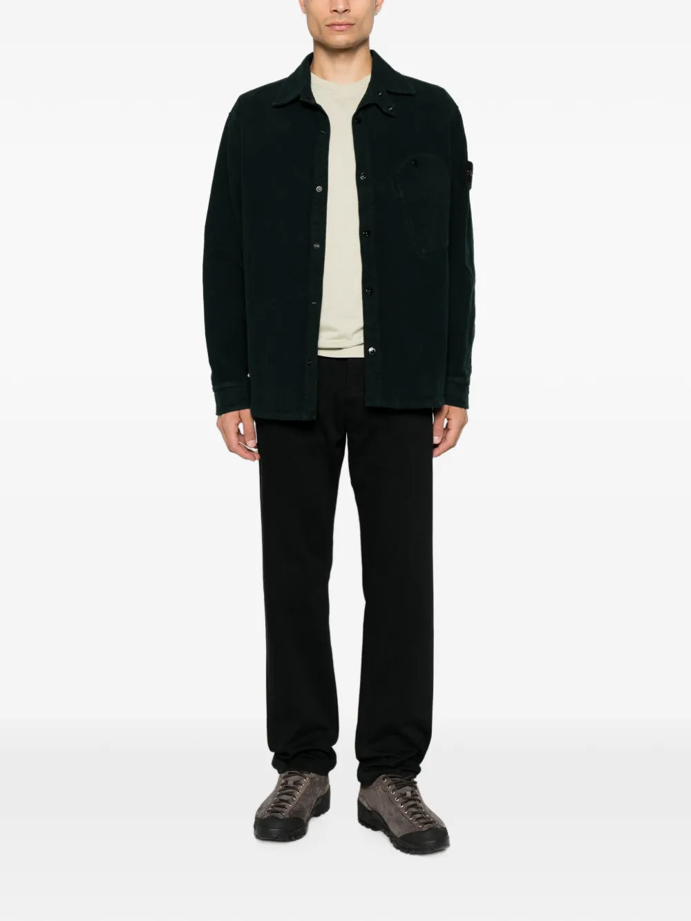 Stone Island Compass-patch corduroy shirt - Verde