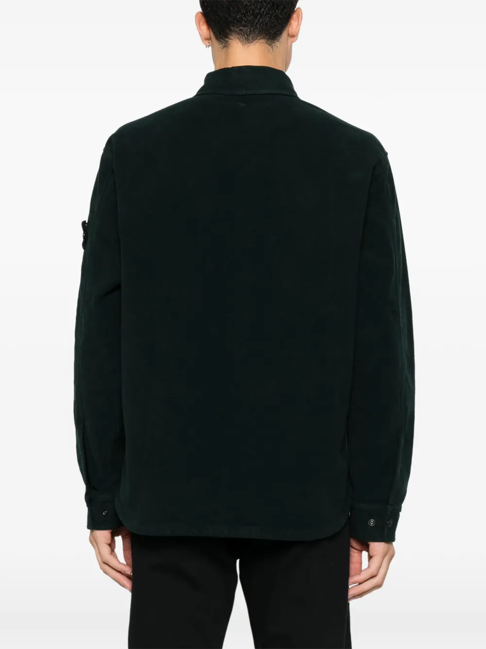 Stone Island Ribfluwelen overhemd met Compass-logopatch Groen