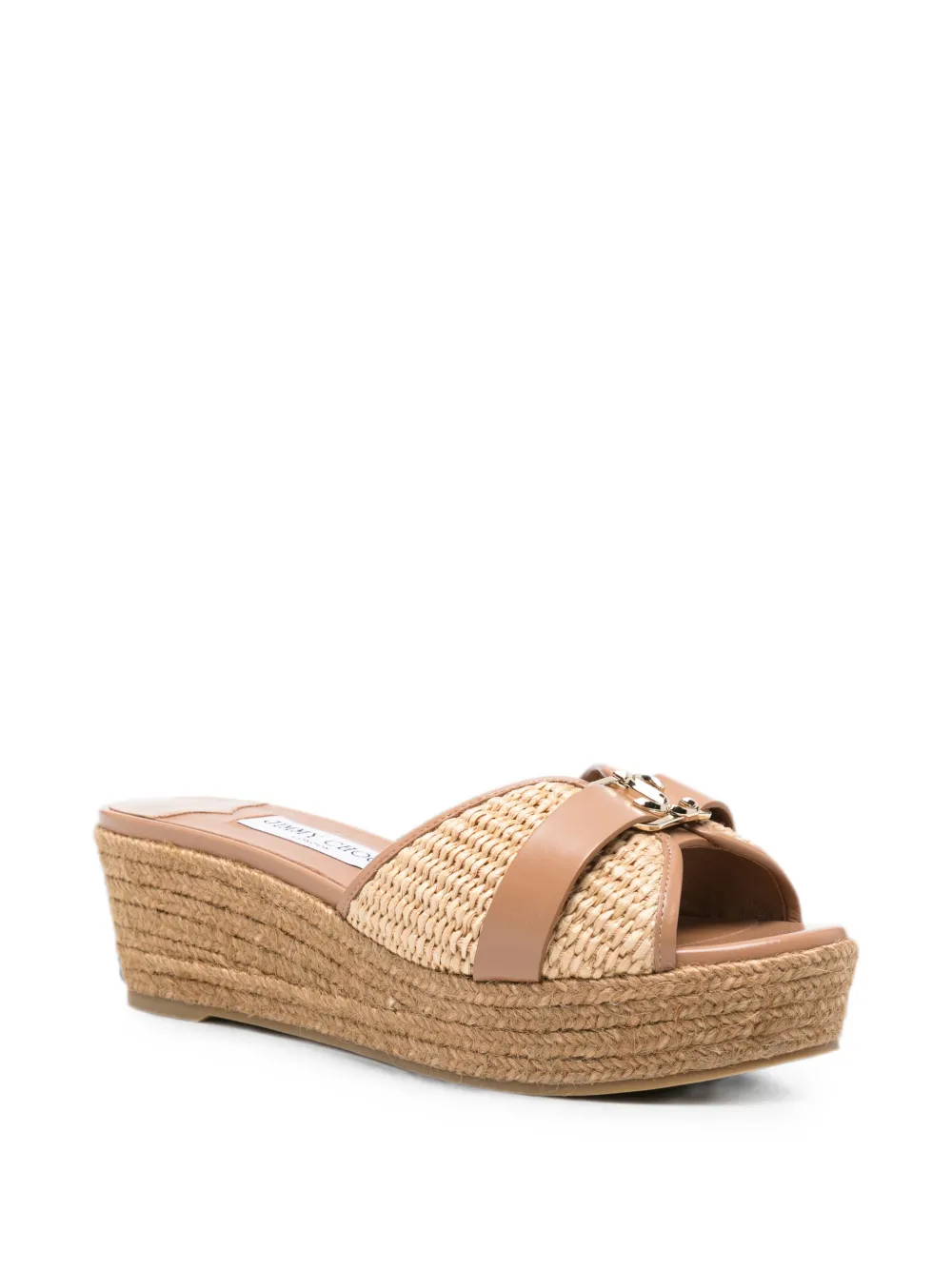 Jimmy Choo Leda logo-plaque wedge sandals Beige