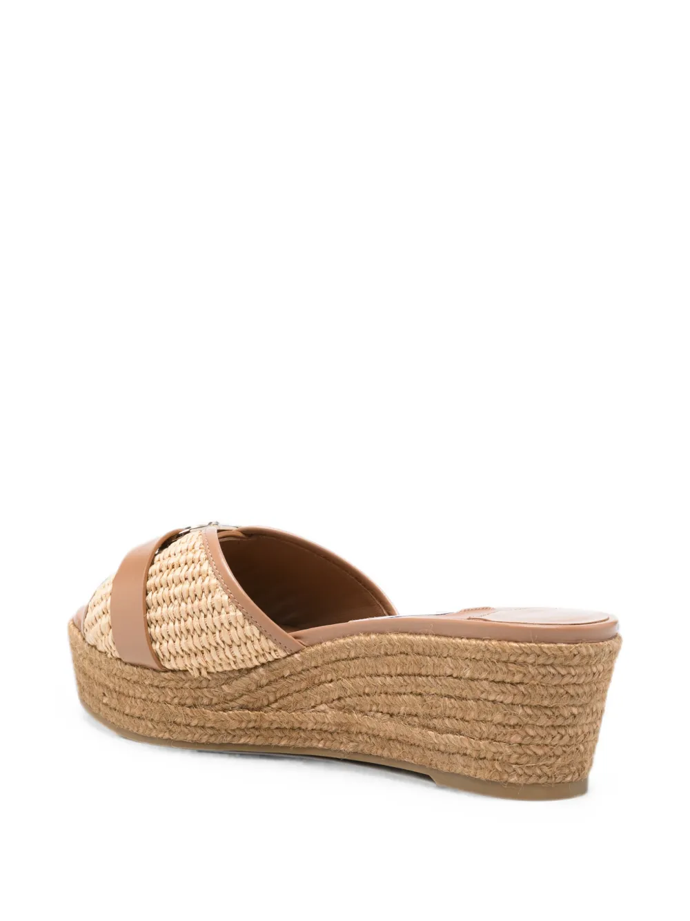 Jimmy Choo Leda logo-plaque wedge sandals Beige
