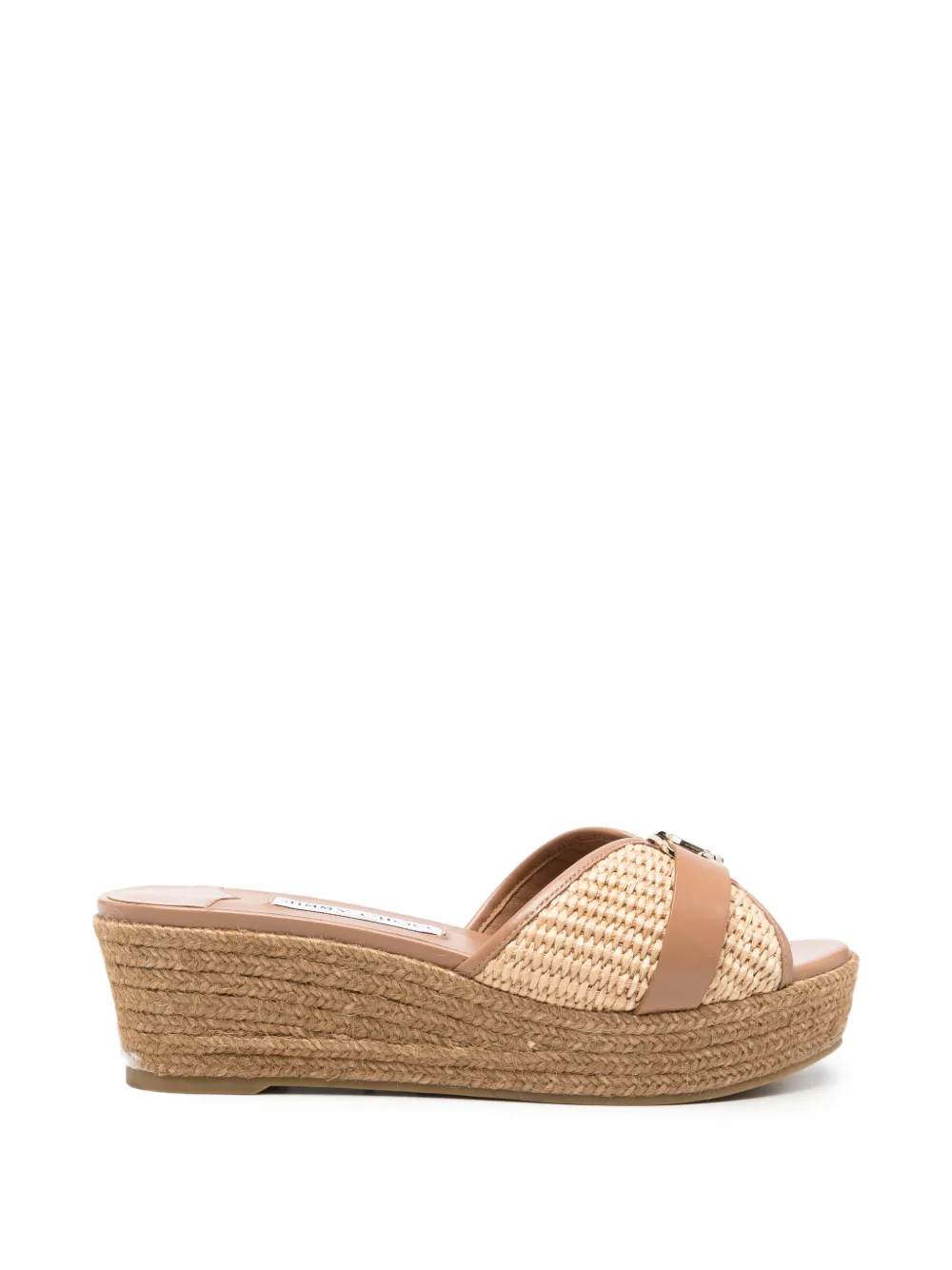 Jimmy Choo Leda logo-plaque wedge sandals - Toni neutri