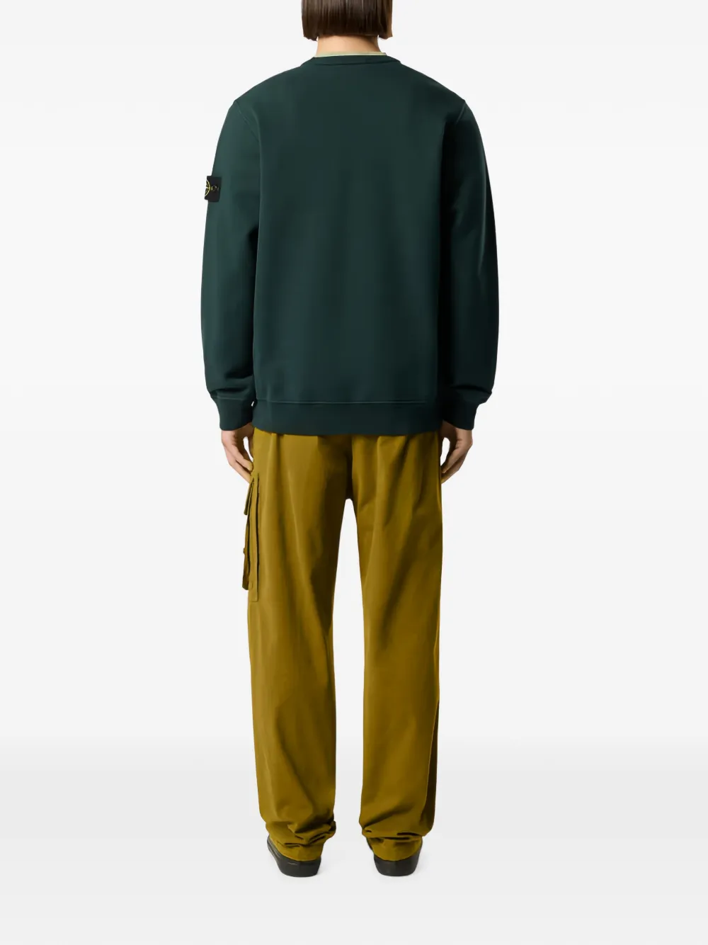 Stone Island 6100049 geborstelde biologisch katoenen fleece sweater Groen