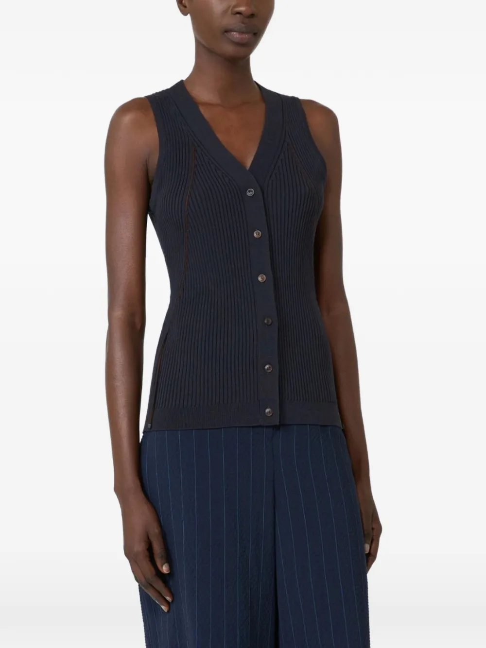 Max Mara Katoenen en viscose gilet Blauw