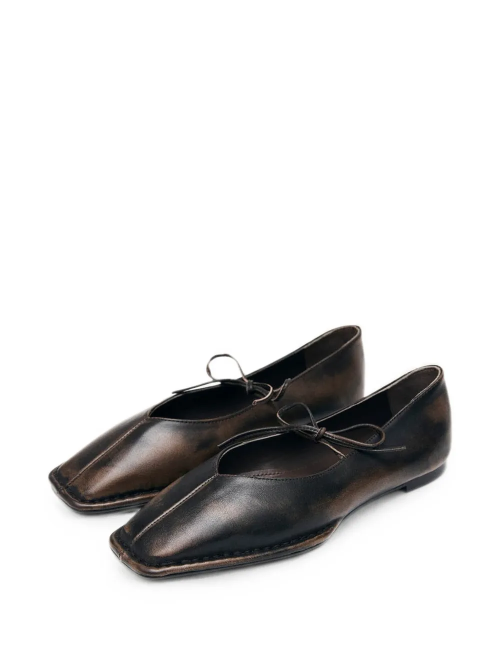 ALOHAS Ballerina's met vierkante neus en strik-detail Bruin